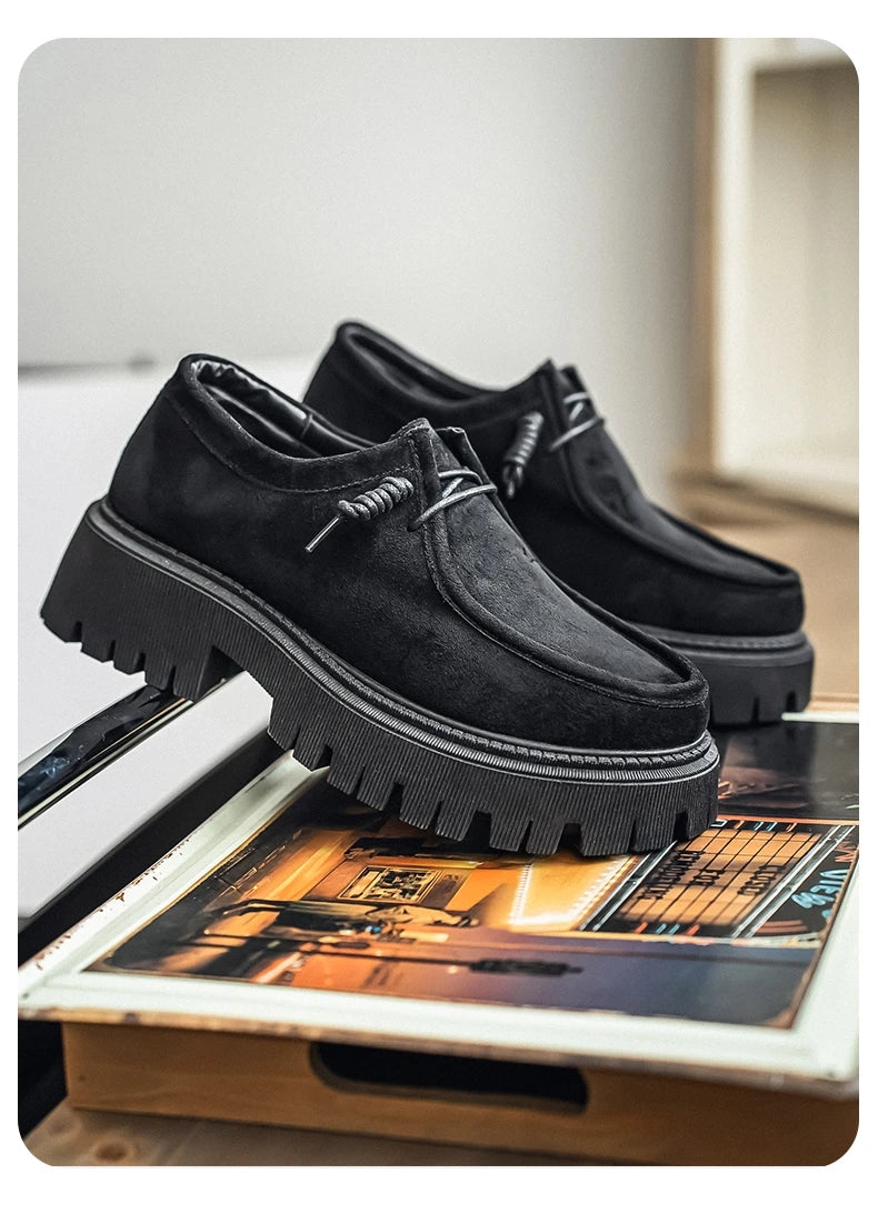 Men's Shoes 2025 Autumn New Style High-heel Thick-soled Loafers, Durable and Retro Casual Shoes, Everyday Street Trend Sneakers
