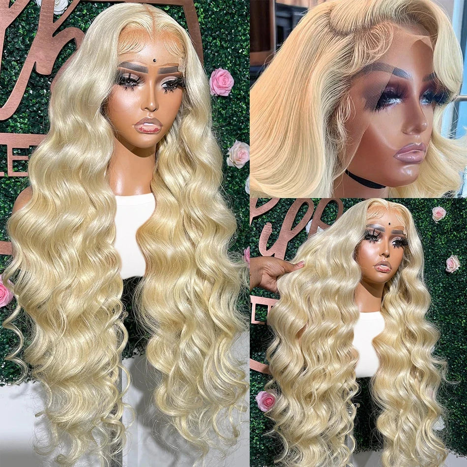 Blonde 613 HD Lace Frontal Wigs Human Hair 13x6 Loose Body Wave Colored 100% Brazilian 30 Inch Choice For Women Cheap On Sale