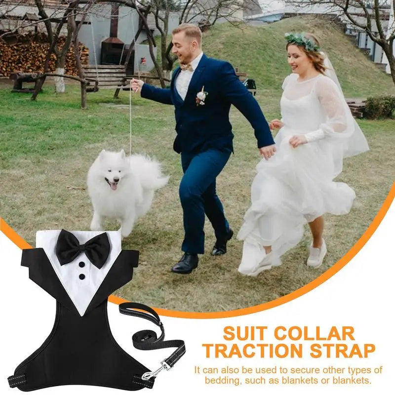 Dog Tuxedo Costume Formal Shirt Wedding Black Jacket Suit Pet Puppy Prince Ceremony Bow Tie Suit Small Dogs Cats Clothes