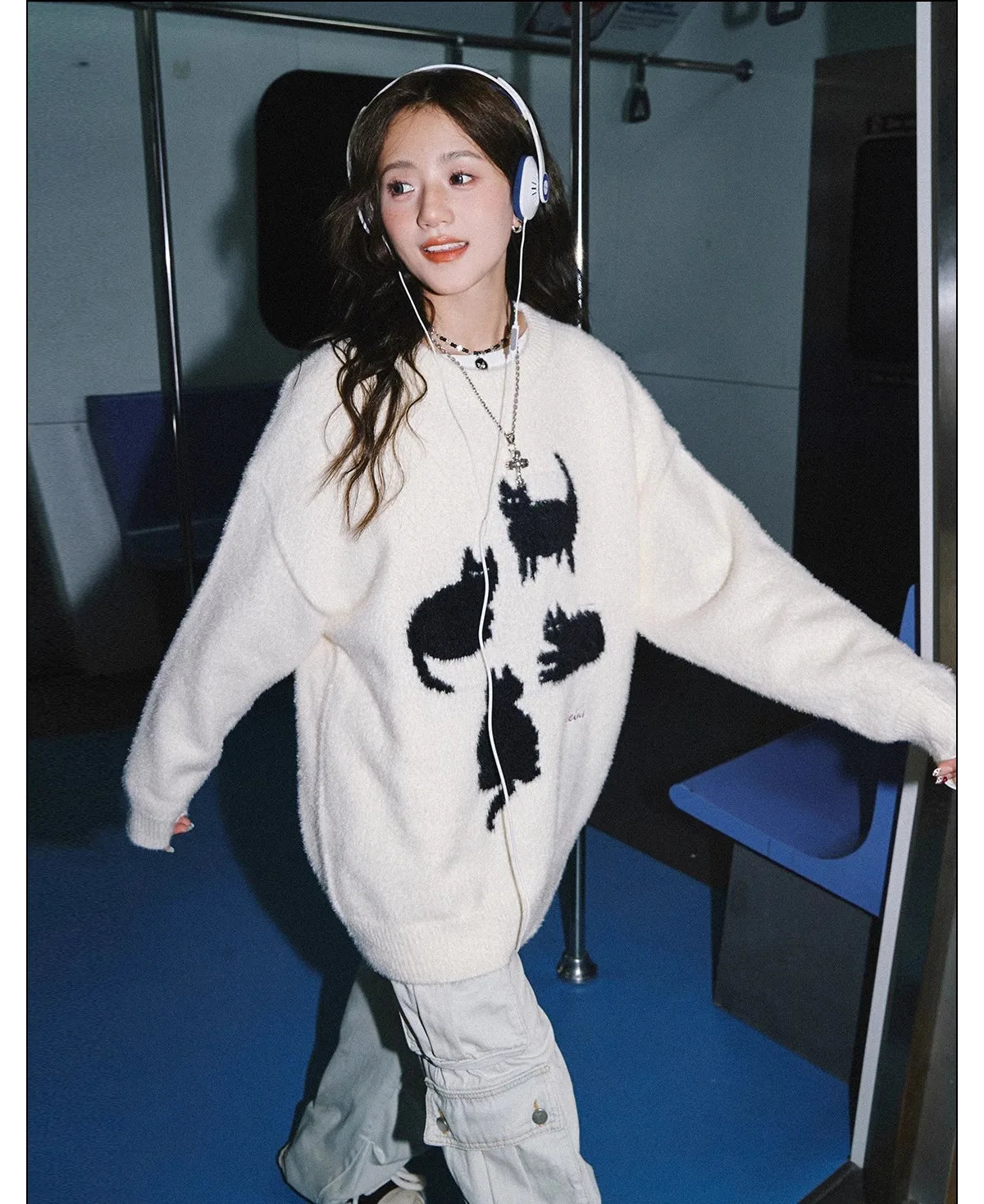 Pullovers Women Cartoon Trendy All-match O-neck Lazy Style Autumn Winter Imitation Mink-fleece Knitted Cozy Chic Ins Sweaters