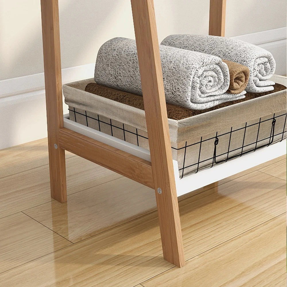 Solid Bamboo Wood Oxford “A”frame Ladder Display Bookshelf Warehouse Supermarket Kitchen Shelves Living Walnut 4 Tier Bookshelf