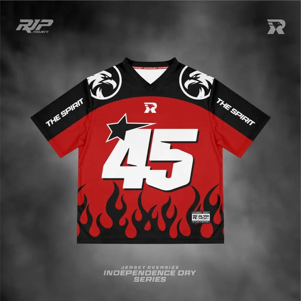 Jersey retro rugby letter 45 print red sports fashion men's and women's short sleeves children's same personalized streetwear