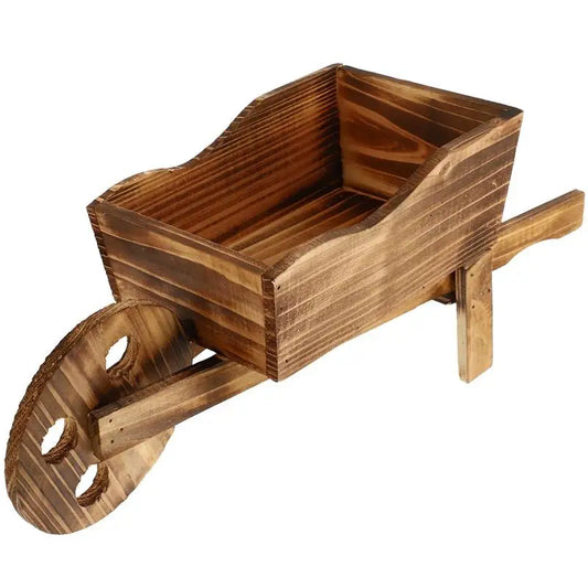Wheelbarrow Planter Wooden Cart Flower Pot Wagon Planter Flower Pot Garden Pot Indoor Outdoor Patio Decor