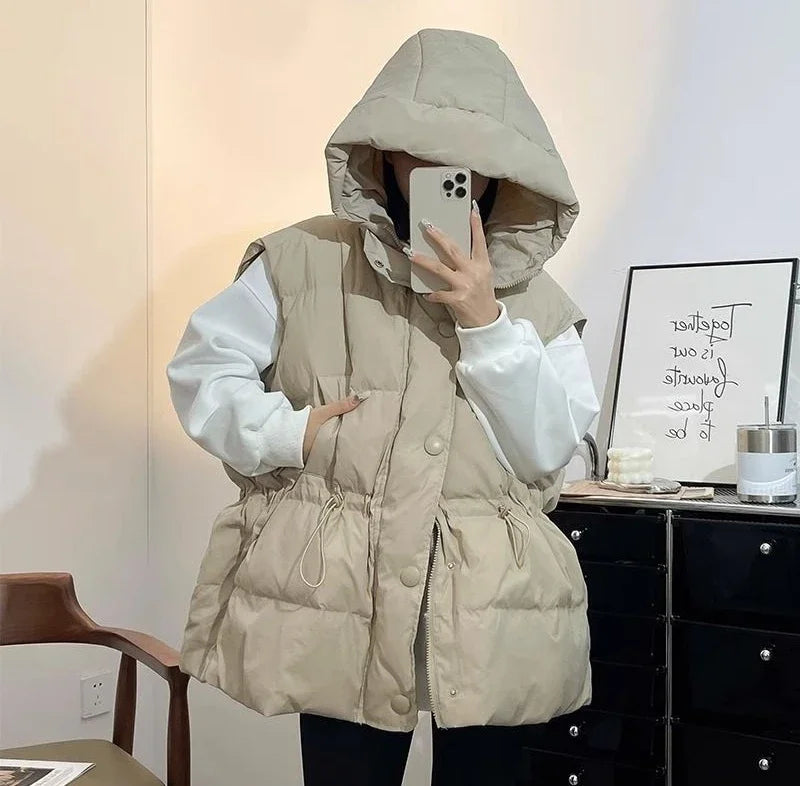 Warm Vest for Women Quilted Solid Color New Outerwear Clothes Fashion 2025 Waistcoat Woman Insulated Elegant Cheap Demi-season