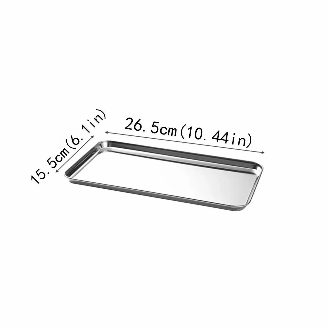1Pc Household Stainless Steel Vermicelli Dish Thickened Rectangular Flat Bottom Liangpi Dish Barbecue Dish