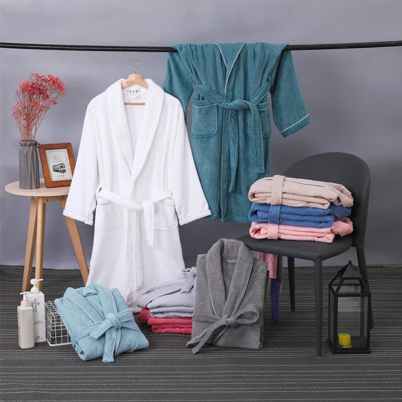 Bathrobe Men Winter Thick Warm Long Bathrobe Plus Size Towel Fleece Soft Nightgowns Bridesmaid Kimono Bath Robes Dressing Gown