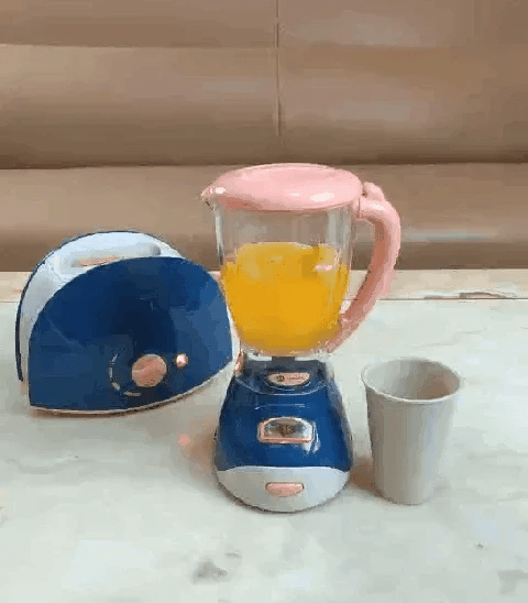 2025 Kids' Pretend Play Mini Simulation Kitchen Toys BLUE Household Appliances Toy with Light up & Sound for both Boys and Girls