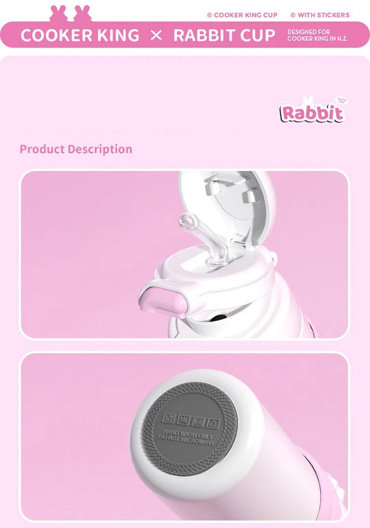 COOKER KinG in Stock 500ML Insulated Cup Stainless Steel Straw Cup for Children Leak-Proof Thermal Flask Portable Travel Tumbler