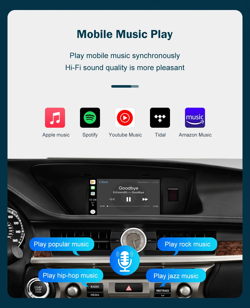 Wireless CarPlay for Lexus ES 2014-2019, with Android Auto Mirror Link AirPlay Car Play Functions