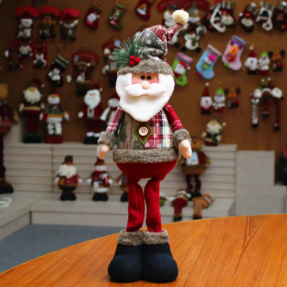 Christmas Santa Snowman-Reindeer Christmas Decoration Leg Table Mantel Decoration Plush Dolls Christmas Gifts For Kid Home Decor