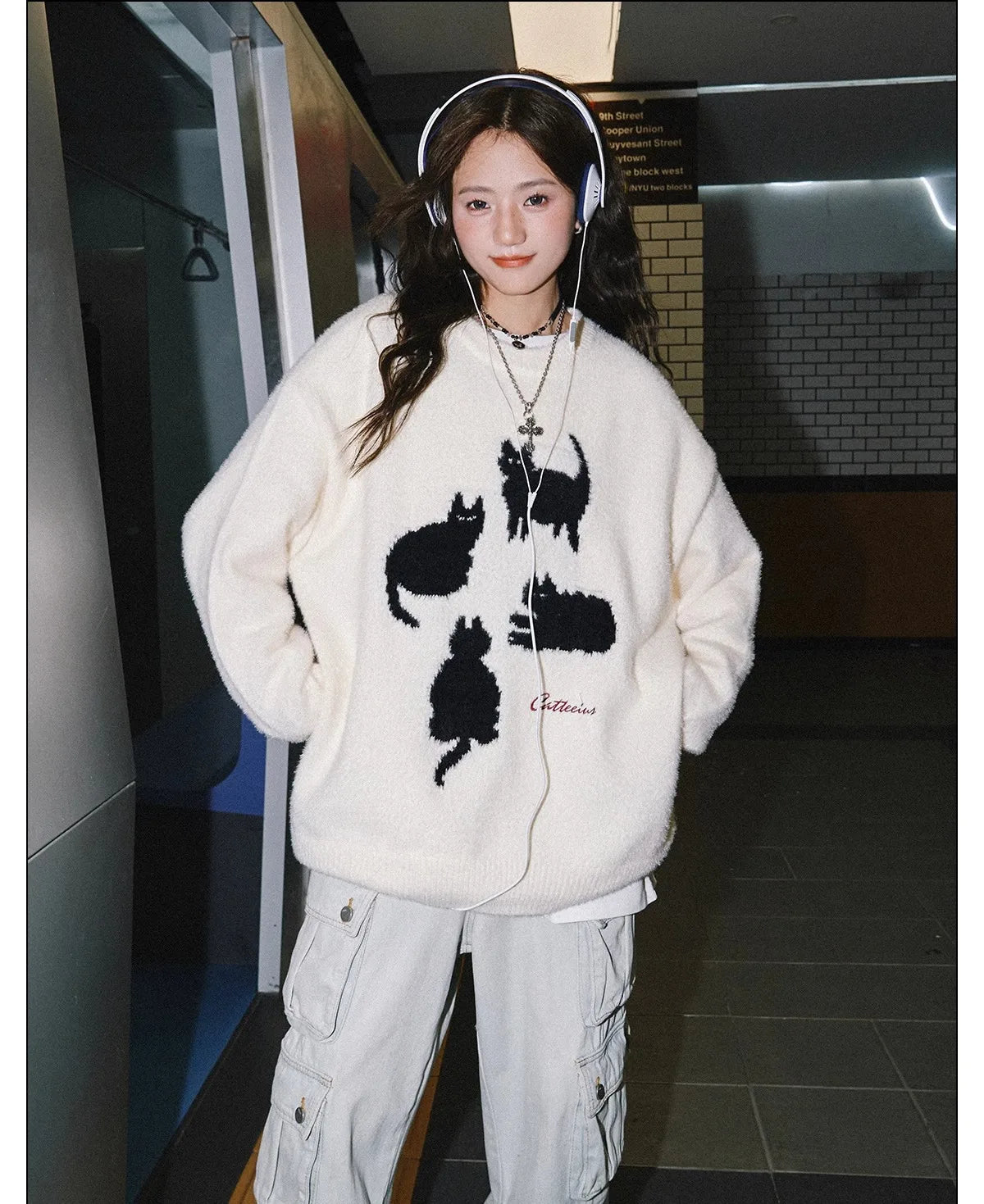 Pullovers Women Cartoon Trendy All-match O-neck Lazy Style Autumn Winter Imitation Mink-fleece Knitted Cozy Chic Ins Sweaters