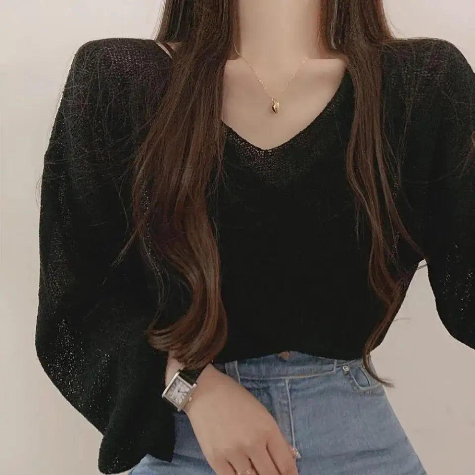 Tops Sweaters For Women With Headings Ladies Sweater Pullover Cropped Autumn 2025 Trend Cute Kawaii Black Knitted High Quality