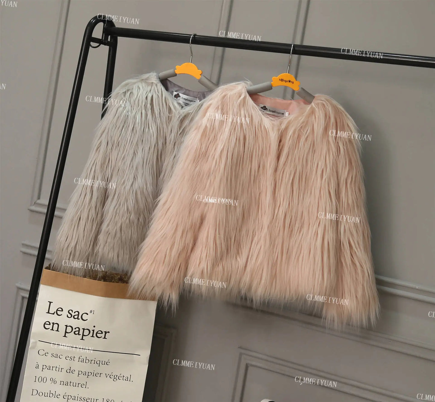 Fur Coat Children Girl Autumn Winter New Solid Color Round Neck Warm Go with Everything  Fashion Casual Brief Active