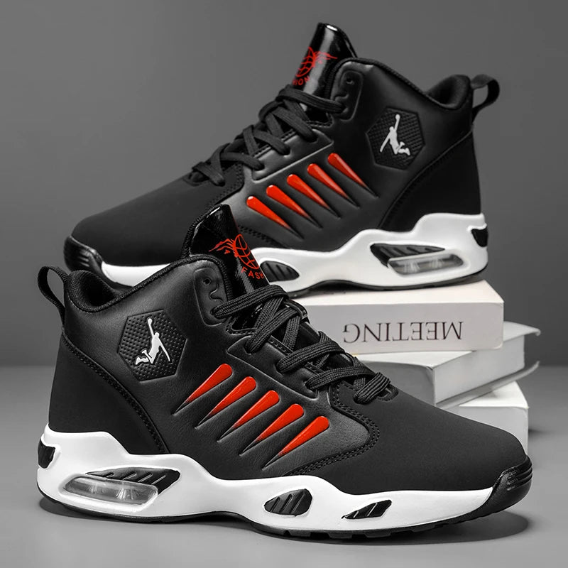 Men's Basketball Shoes - Comfortable Athletic Casual Shoes with Cushioned Rubber Soles, Lace-Up Design Suitable for Gym, Basketball, Jogging - All-Season Performance Shoes, Lightweight for Everyday Wear, Wear-Resistant and Du