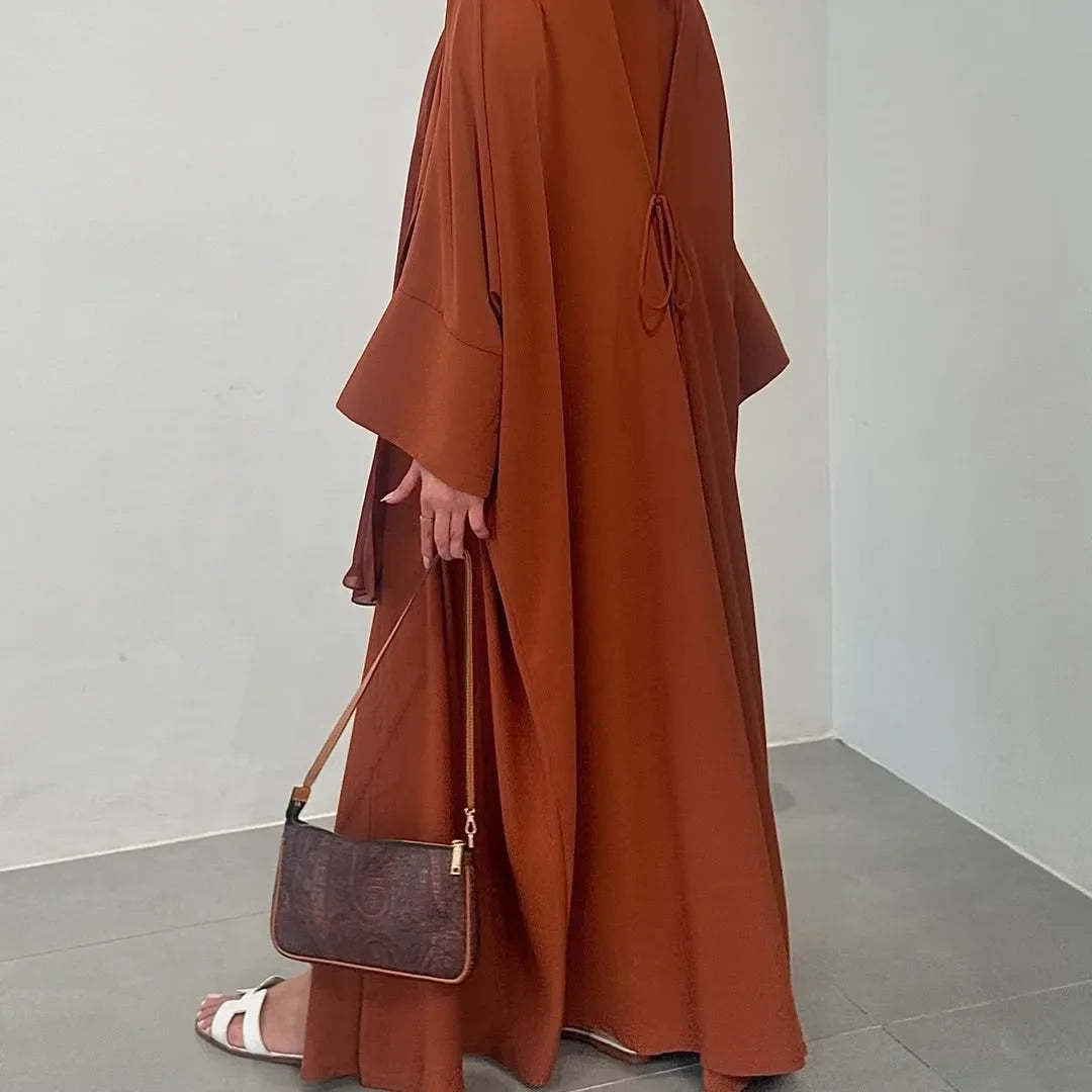 Eid Muslim Abaya for Women Cardigan Lace-up Solid Caftan Dresses Robe Jalabiya Ramadan Dubai Open Abayas Kaftan 2025 Vestidos