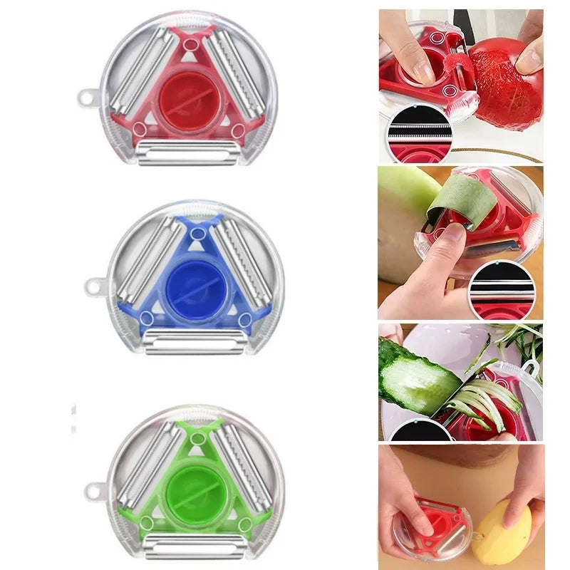1/3Pcs 3 In 1 Multifunctional Peeler Magic Trio Peeler Set Slicer Shredder Julienne Cutter Peel Blade Zester Grater Kitchen Tool