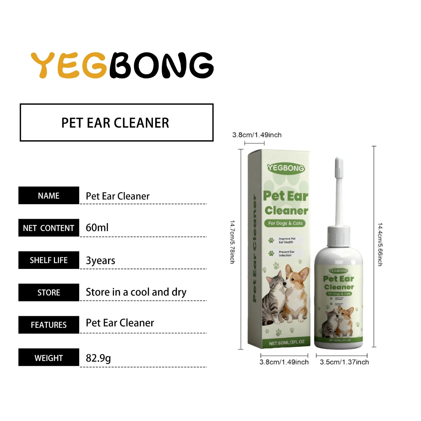 Universal Pet Ear Care Drops (Cats & Dogs) - Gentle Cleansing, Odor Removal. Daily Nourishment & Ear Care for Pets