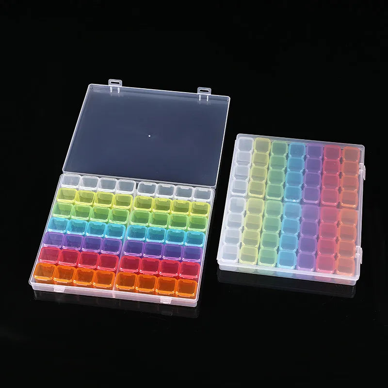 1PC 28/56Girds Clear Storage Box Square Compartment Organizers Plastic Storage Beads Jewelry Case Home Goods Storage Container