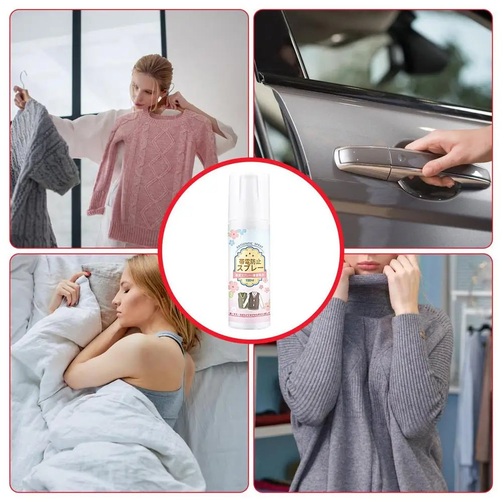 Anti Static Spray 100ml Anti Static & Instant Wrinkles Release Spray Travel Size Odorless Fabric Anti Static Spray Reduce Static