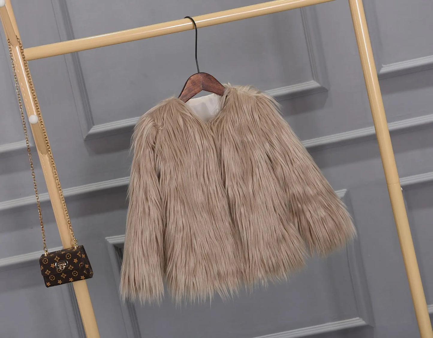 Fur Coat Children Girl Autumn Winter New Solid Color Round Neck Warm Go with Everything  Fashion Casual Brief Active