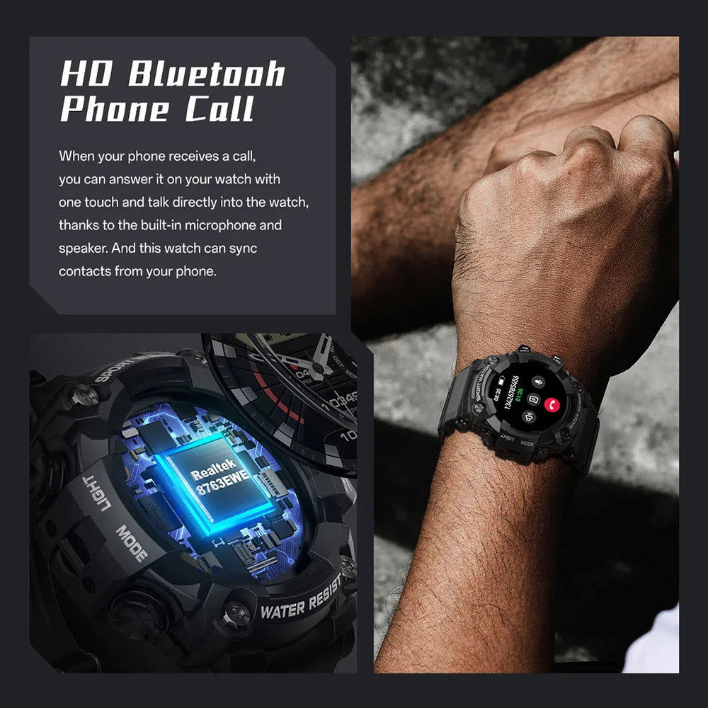 T6plus Compass Altitude Air Pressure Smart Watch  100+ Sport Mode Fitness Tracker Outdoor Military Smartwatch