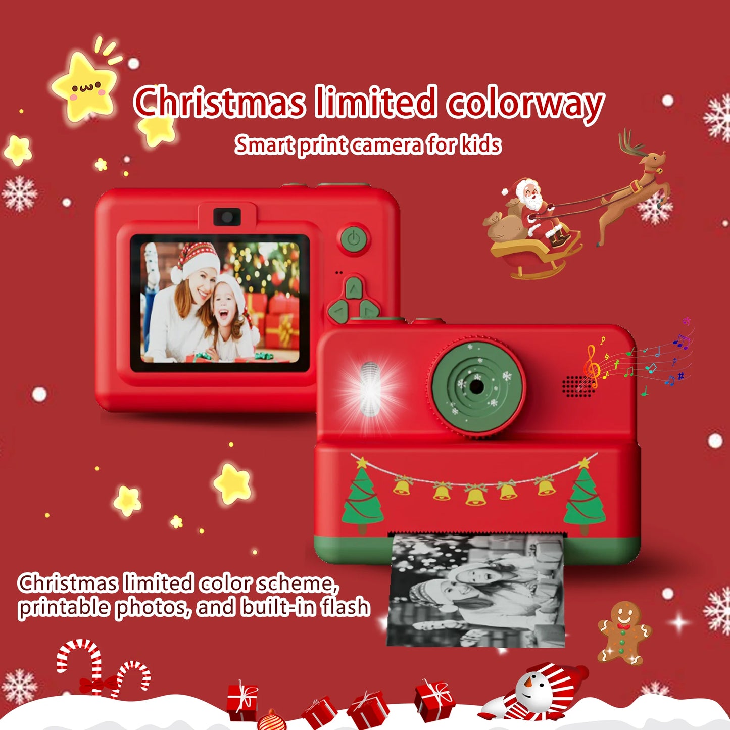 Digital Children Camera Photography Instant Print Photo Kids Video Recorder Mini Thermal Printer 1080P HD Video Christmas Gifts