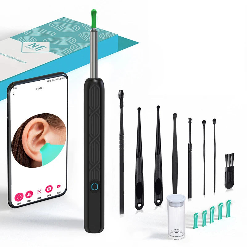 Intelligent WiFi Ear Health Device with Live Camera & LED Lighting, Solid ABS Plastic, Easy Transportation Design