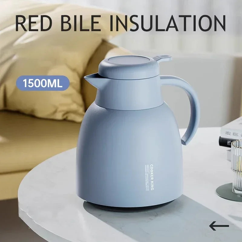COOKER KING Thermo Jug Glass Inner Insulation Pot Thermal Kettle with Handle Dormitory Thermal Flask Keep Warm＆Cold Water Kettle