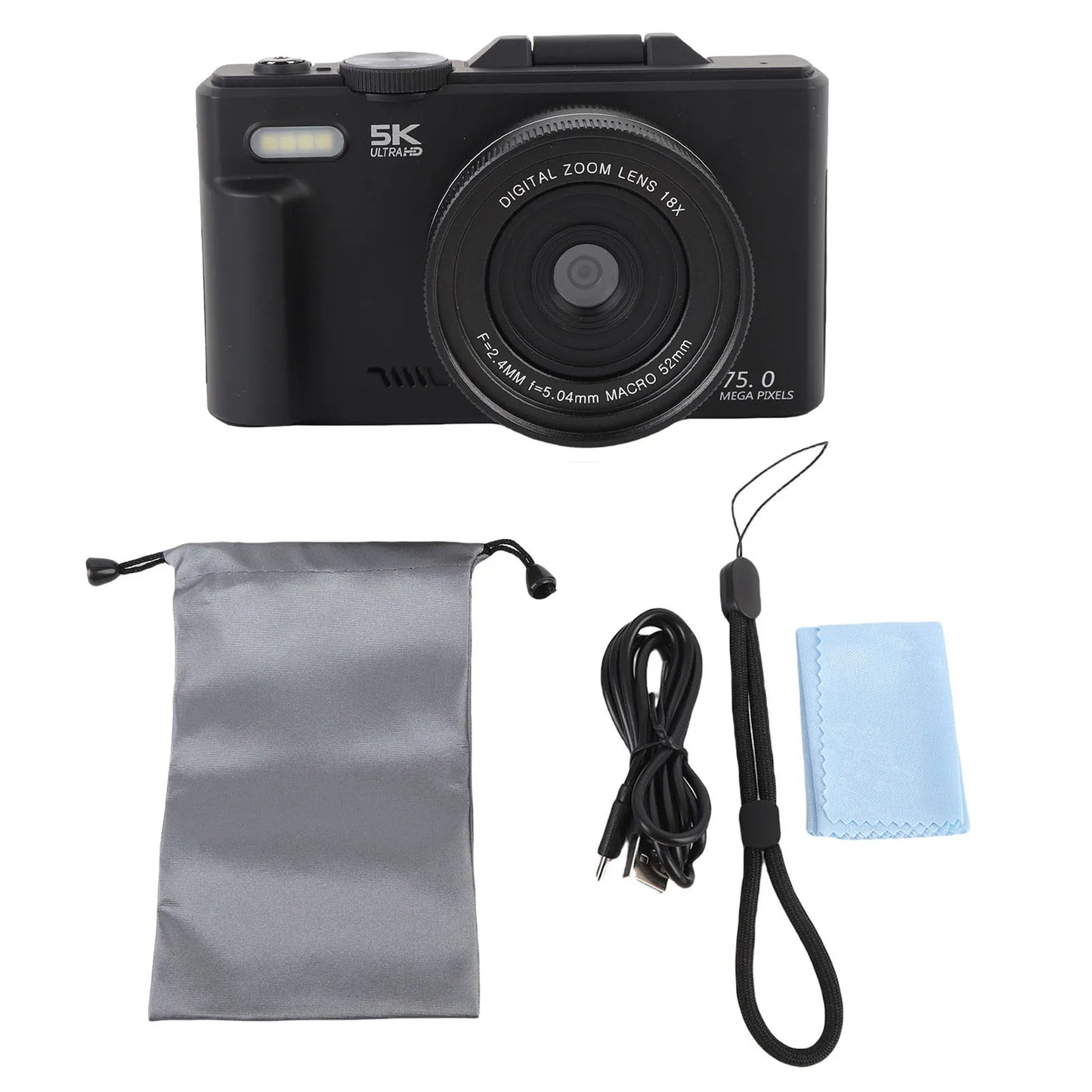 5K HD WiFi Digital Camera Portable 18XAF Autofocus High Definition 3 Inch  Screen 5K Digital Camera for Photography and Video