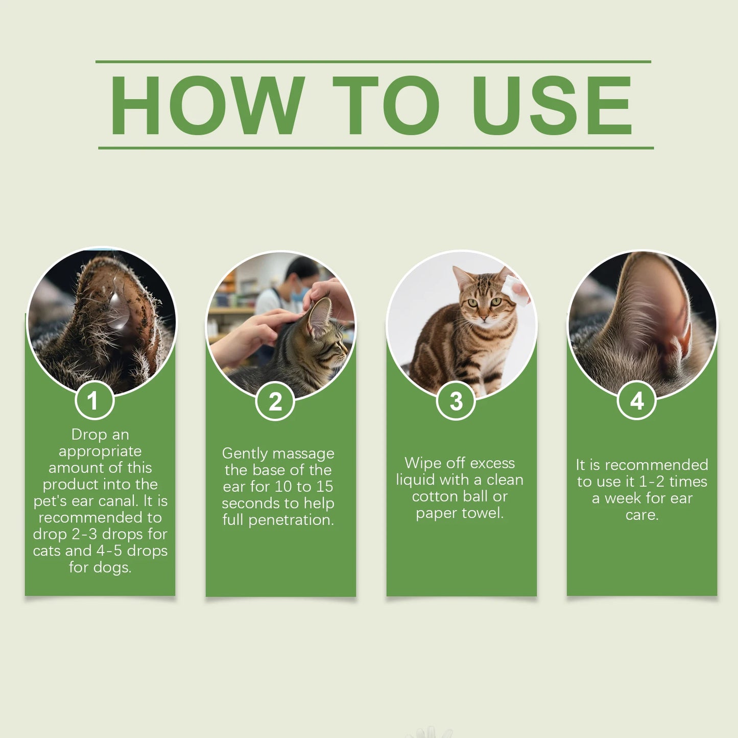 Universal Pet Ear Care Drops (Cats & Dogs) - Gentle Cleansing, Odor Removal. Daily Nourishment & Ear Care for Pets