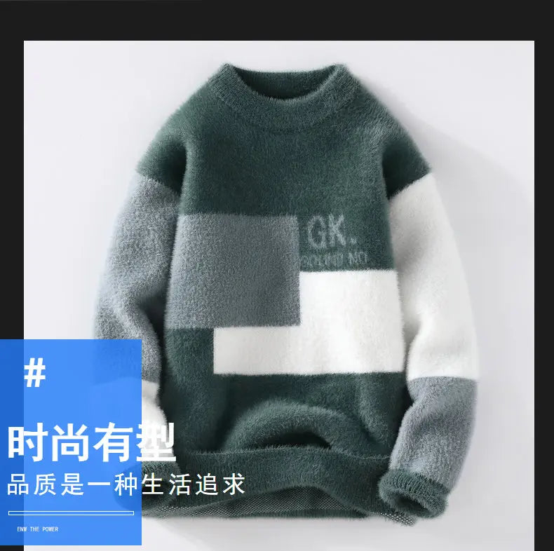 Sweaters men 2025 Winter Letter pattern thick sweater men Student youth sweaters autumn Men's wool pullovers full size S-3XL