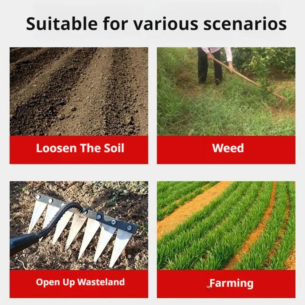 5/6/7/8 Garden Hoe Weeding Tool Digging Wild Vegetables Weeding Loosening Soil Agricultural Farm Tools Menggang Rake