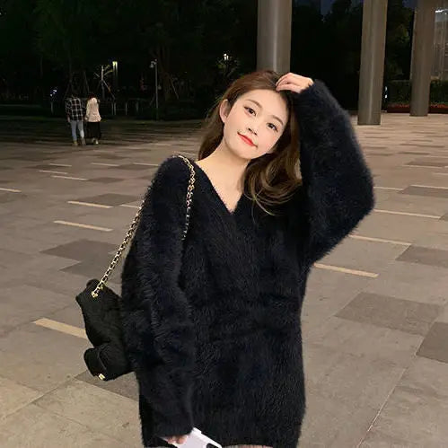 Pullovers Women Tender Loose Harajuku Chic Stylish Femme Korean Style Student Soft Elegant Aesthetic All-match Friends Casual