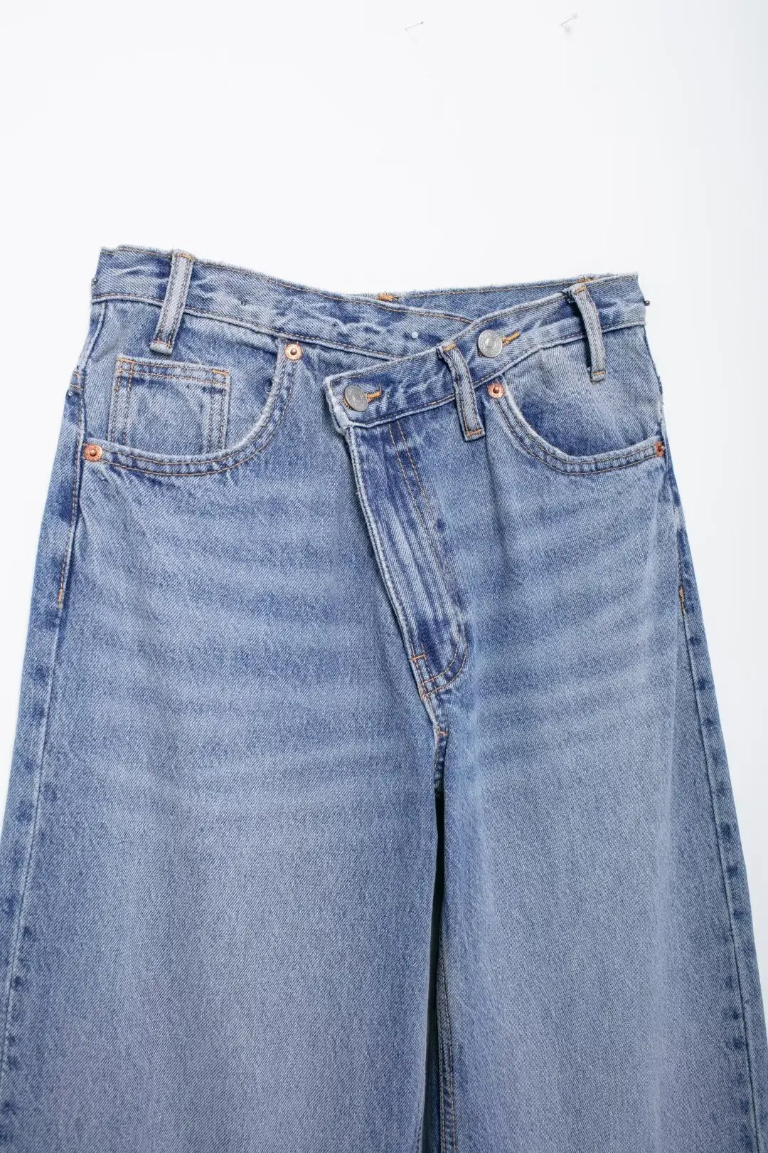 Jeans For Woman New Fashion Asymmetric Design High Waist Wide Leg Trousers Casual Women's Straight Leg Jeans