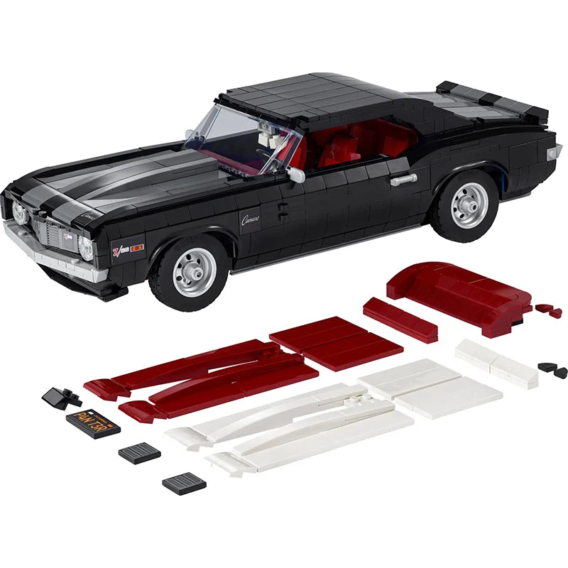 1456pcs Black Vintage Car Set Competition Car Assembly Adult Boy Toy Birthday Christmas Gift Compatible With 10304