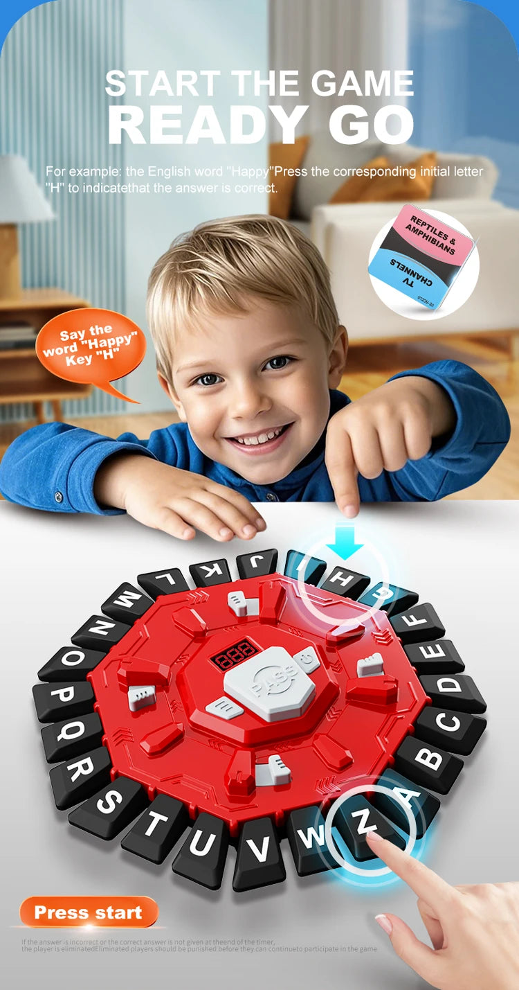 Word Game Family Board Game with Digital Display Timer Fun Fast-Paced 24-Letter Game for Learning Party Interactive