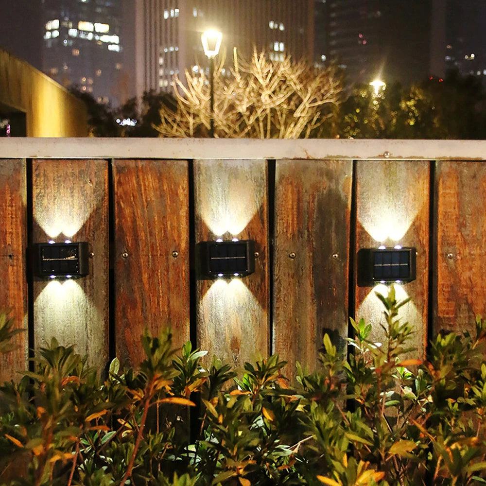 Solar Wall Lamp Outdoor 4/6/8/10/12/16LED Light Waterproof Up And Down Luminous Lighting Balcony Yard Garden Decoration Lights