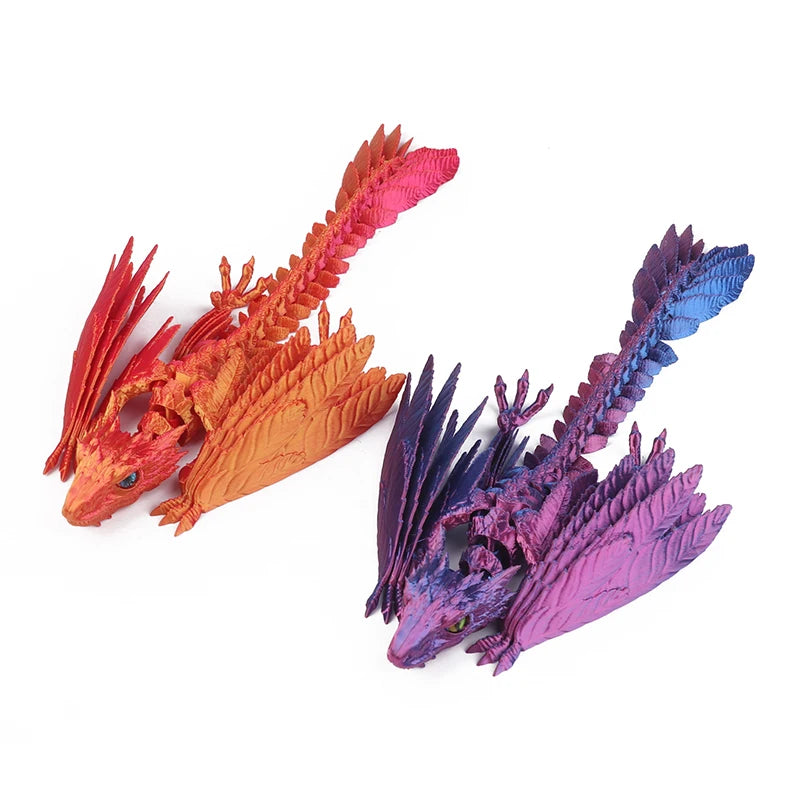 3D Printed Dragon Feathered Wyvern Dragon Articulated Fidget Dragon Home Office Decor Desktop Pet Desk Toy