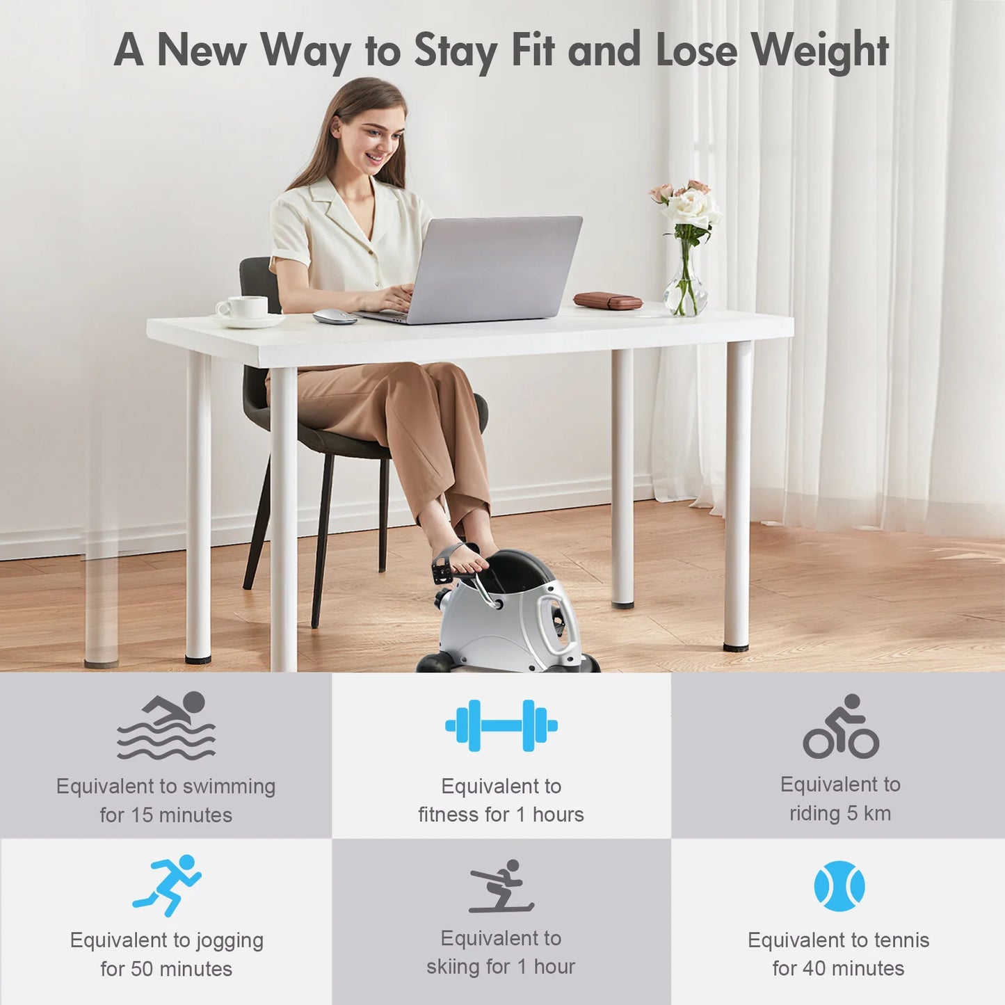 Mini Under Desk Pedal Exerciser Bike Multi-Function Motorized Digital With LCD Screen Display for Leg Arm and Knee for Elderly