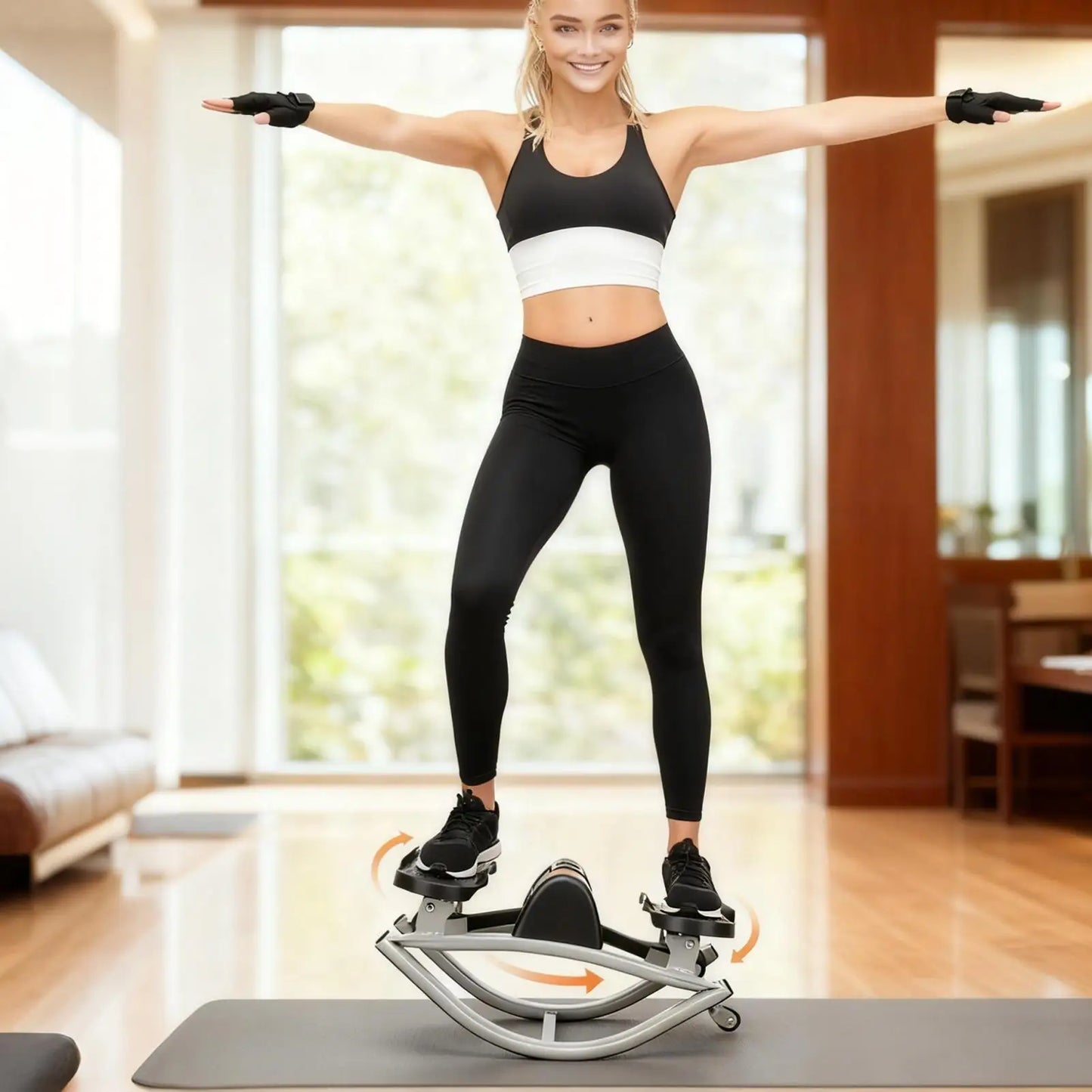 Rock Stepper Machine Legs Glutes Abs Workout Low-Shock Lateral Steppers For Home Apartment Dorm Office Gym Legs Abs Glutes Women
