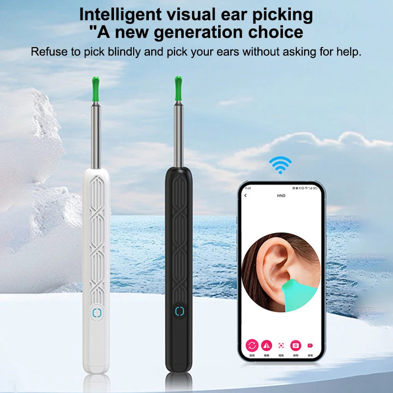 Intelligent WiFi Ear Health Device with Live Camera & LED Lighting, Solid ABS Plastic, Easy Transportation Design