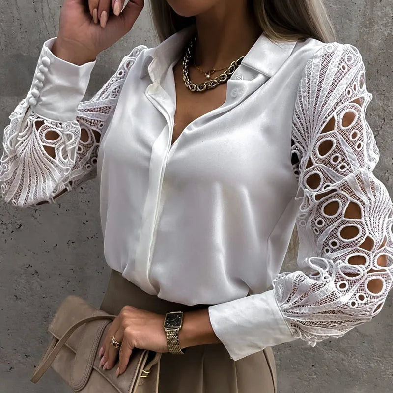 Autumn Fashion Button Up Shirt Spring Vintage Blouse Women White Lady Long Sleeves Female Loose Streetwear Shirts Design Tops