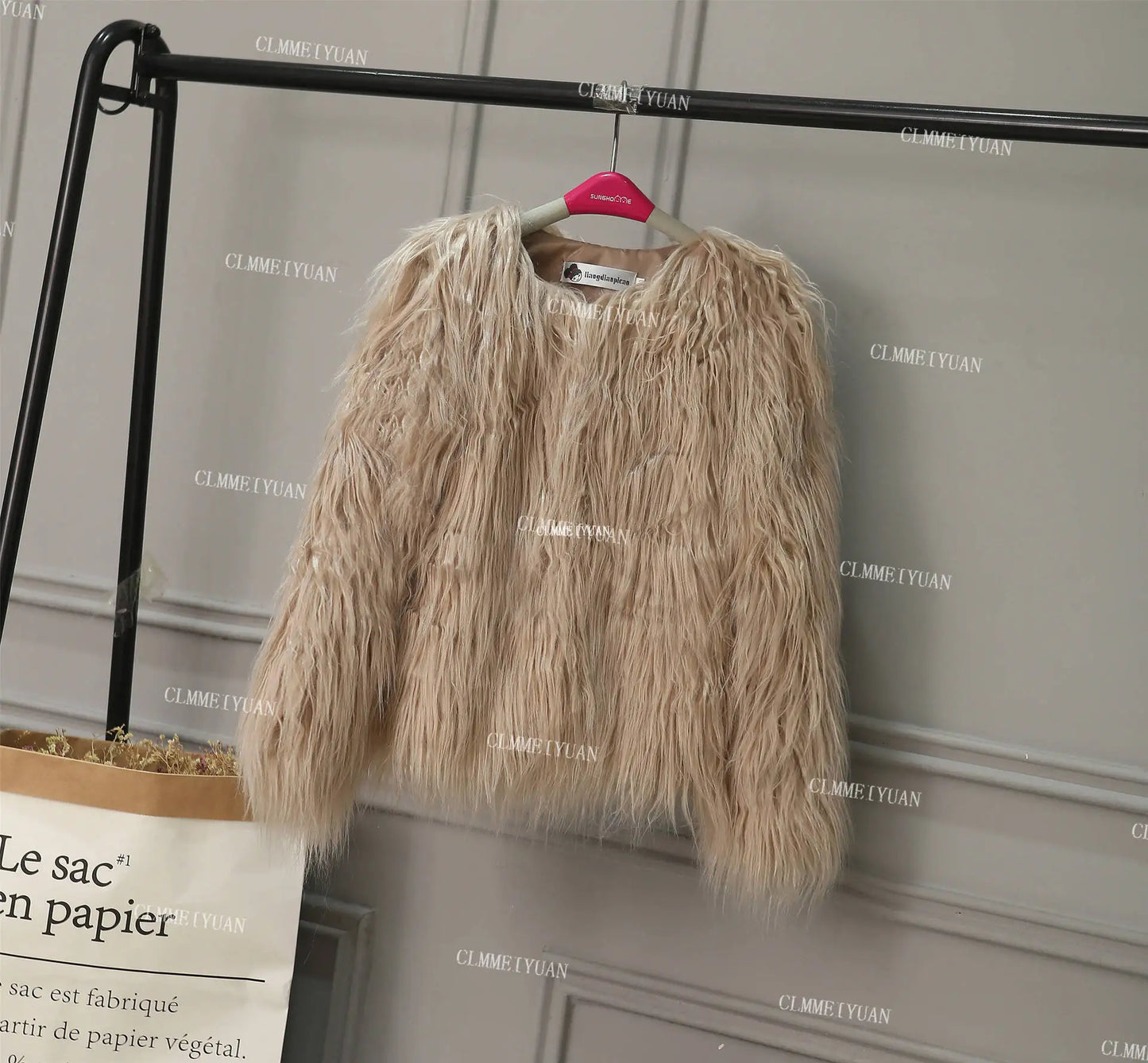Fur Coat Children Girl Autumn Winter New Solid Color Round Neck Warm Go with Everything  Fashion Casual Brief Active