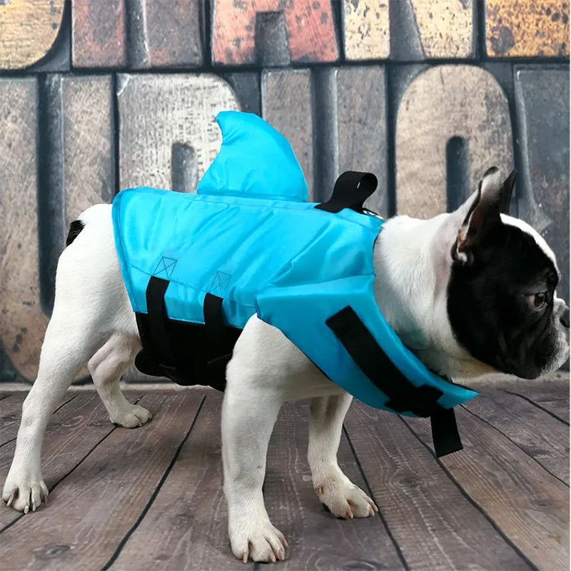 Dog Life Vest Summer Adjustable Pet Shark Swimsuit Enhanced Buoyancy Swimming Jacket Dog Safety Clothes for Medium Large Dogs