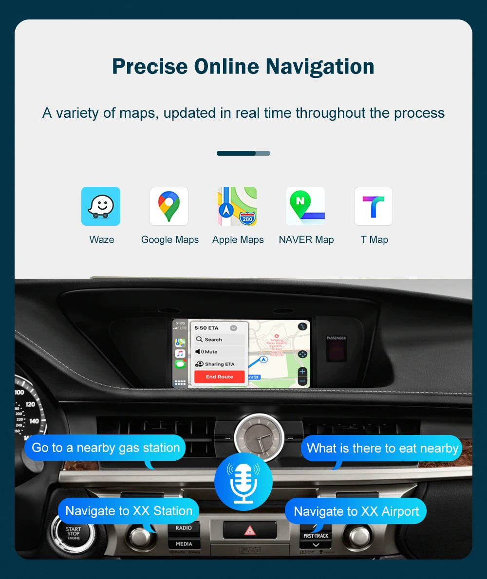 Wireless CarPlay for Lexus ES 2014-2019, with Android Auto Mirror Link AirPlay Car Play Functions