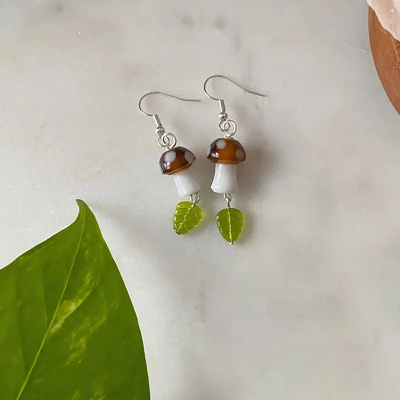 Mystical Mushroom dangle Earrings Cute women 2022 trending earrings fashion