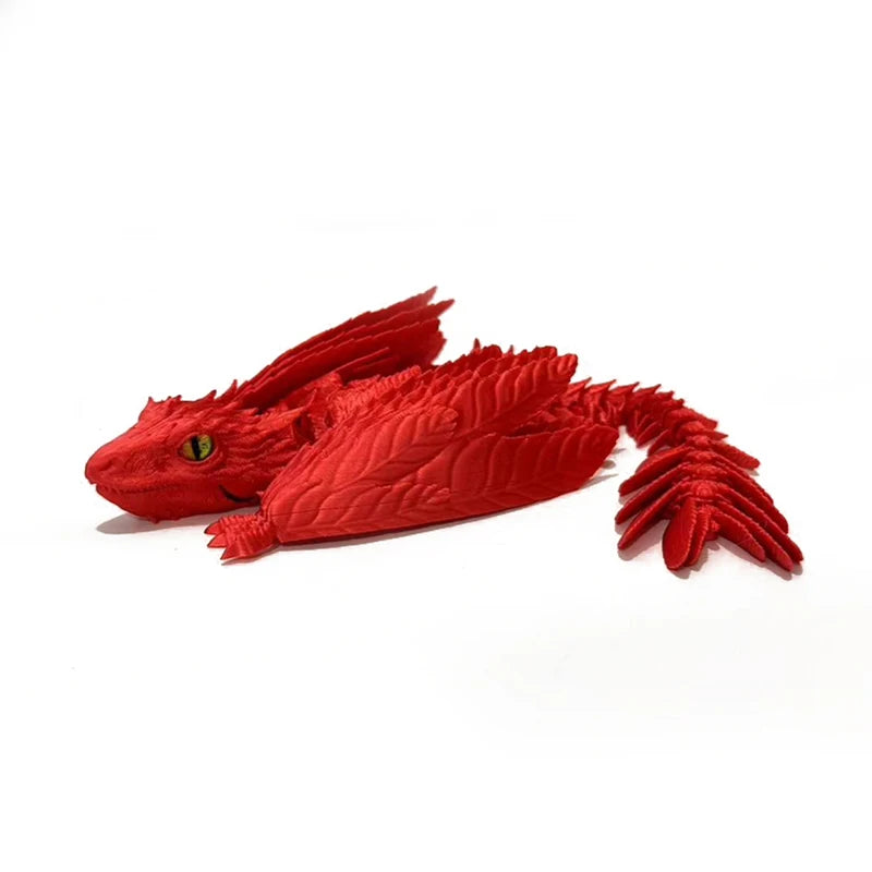 3D Printed Dragon Feathered Wyvern Dragon Articulated Fidget Dragon Home Office Decor Desktop Pet Desk Toy