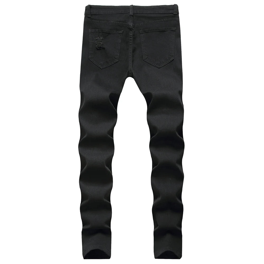 Jeans For Men Fashion Ripped Biker Skinny Jeans Men's clothing Denim Trousers High Street Slim Jogging jean Pants homme
