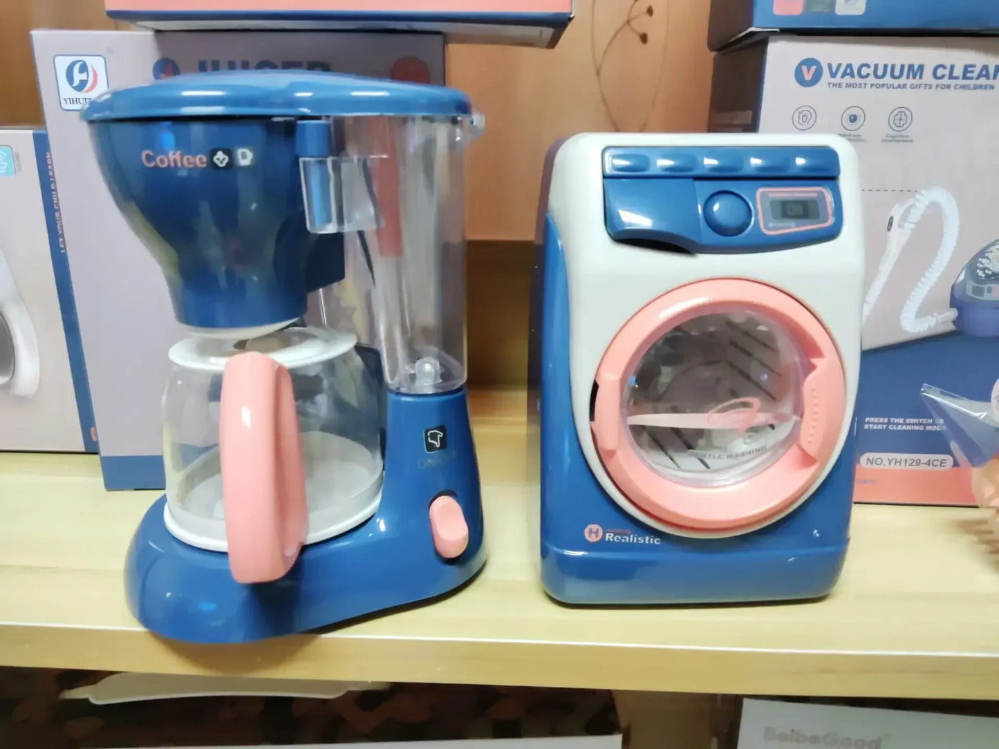 2025 Kids' Pretend Play Mini Simulation Kitchen Toys BLUE Household Appliances Toy with Light up & Sound for both Boys and Girls