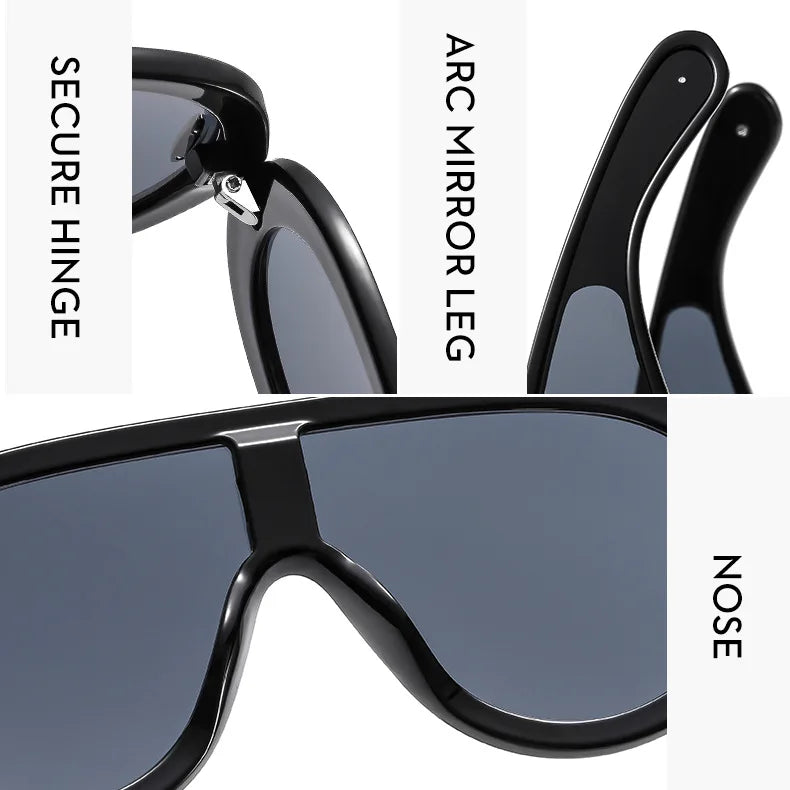 SHAUNA Oversized Women Goggle Sunglasses Trending Men One-Piece Mirror Shades UV400